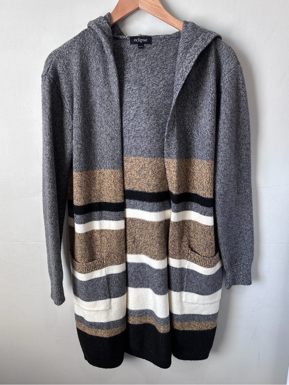 Cabincore Striped Hooded Long Cardigan Sweater - Size XS